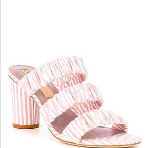 Deltan Pink and White Stripe Dress Mule shoes Size 8